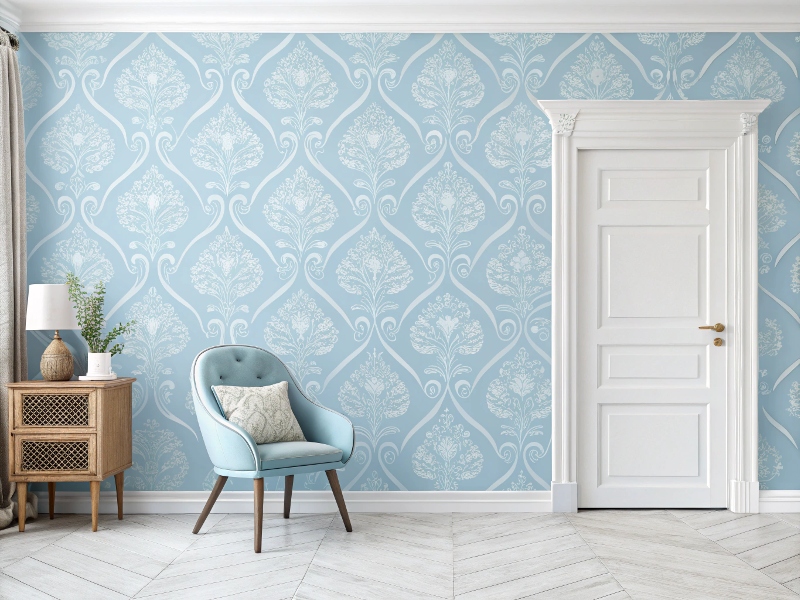 کاغذ دیواری رنگ آبی آسمانی رای بزرگ نشان دادن خانه