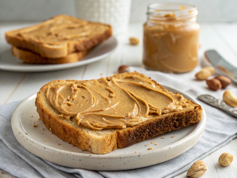 نان تست با کره بادام زمینی مناسب برای کم خونی