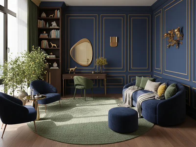 رنگ زرد و سرمه ای در دکوراسیون