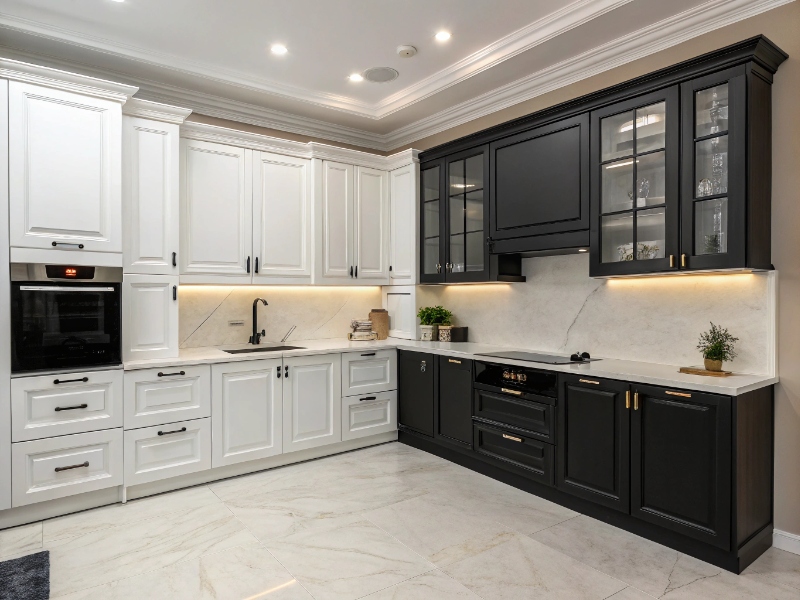 کابینت آشپزخانه سفید و مشکی