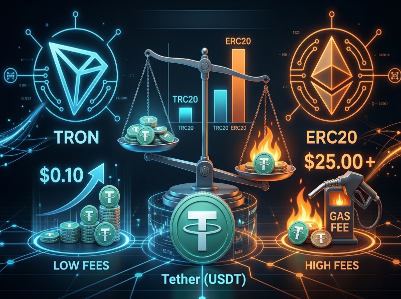 تفاوت کارمزد erc20 و trc20